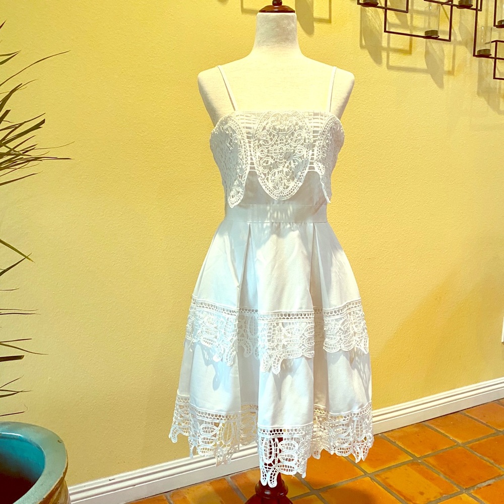 Beautiful in white.  Exquisite lace dress.